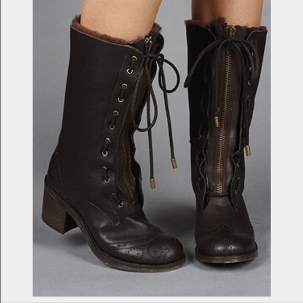 Kelsi Dagger “Mashita Leather Wingtip Combat Boots